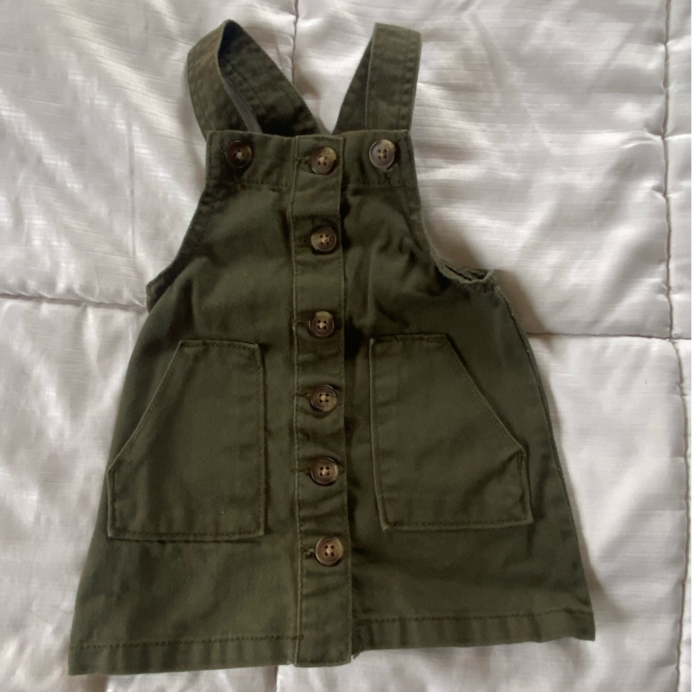 Selling olive green heavy duty little girl overall dress